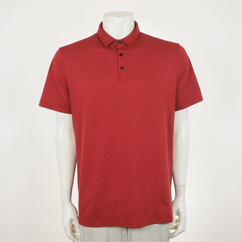 Lululemon Evolution Polo Shirt Mens Large Heather Red Stretch Golf Casual Active